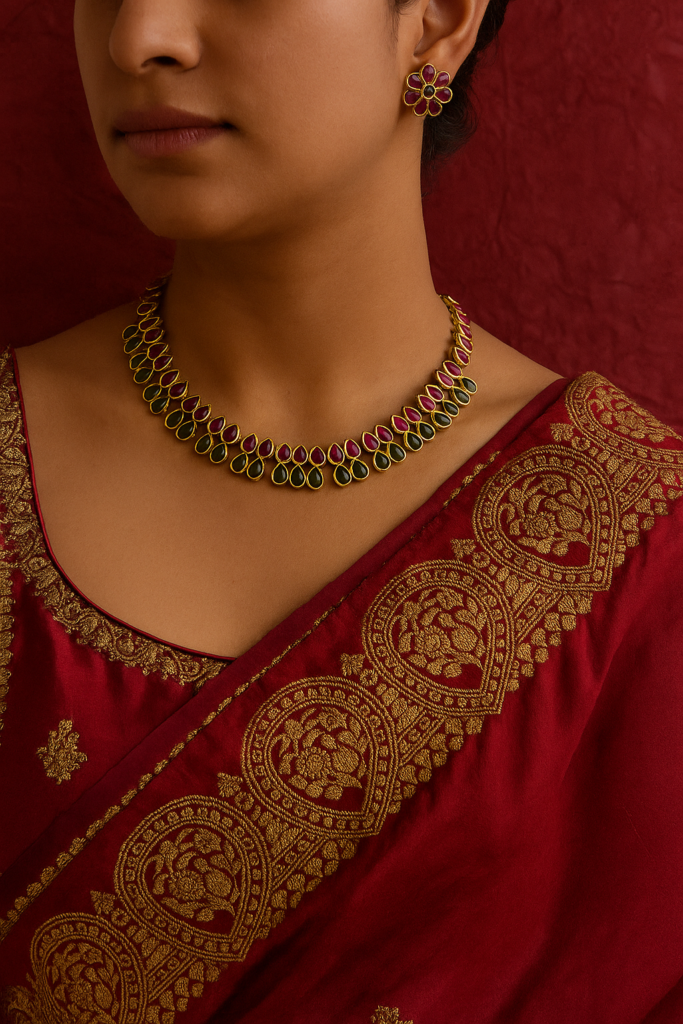 Dual-Tone Teardrop Necklace Set