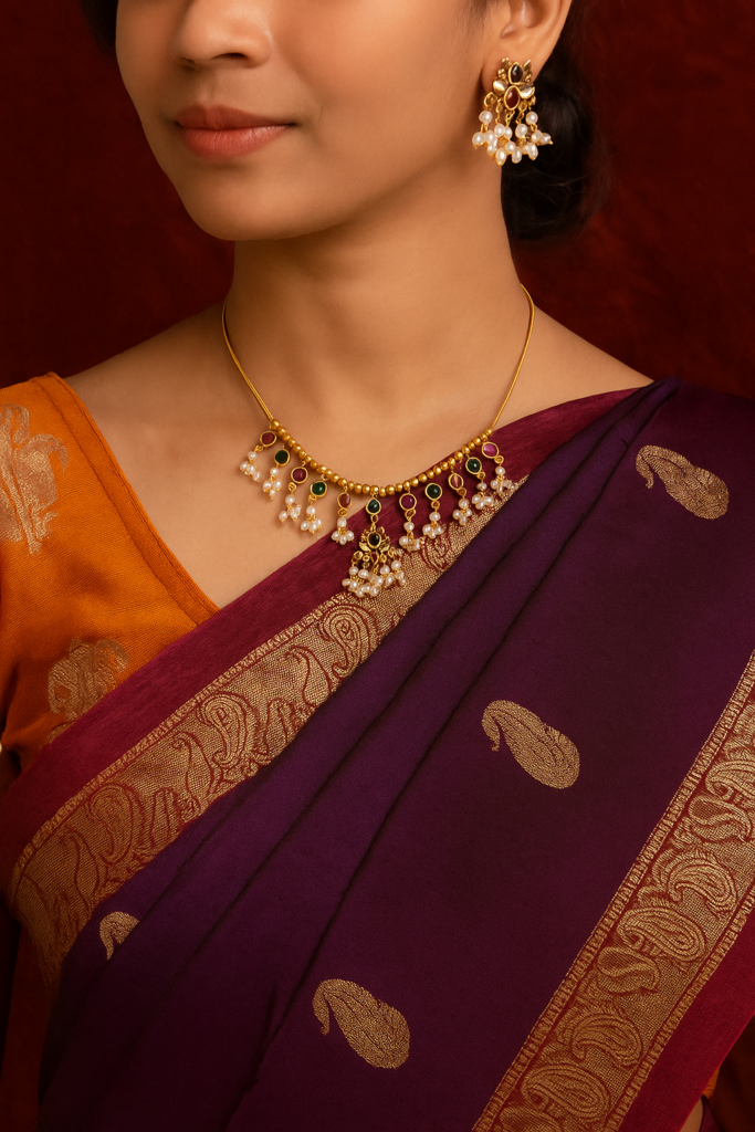 Pearls and Vibrant Stones Necklace Set