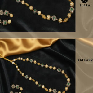 Emerald and Gold, Long Mala and earring set